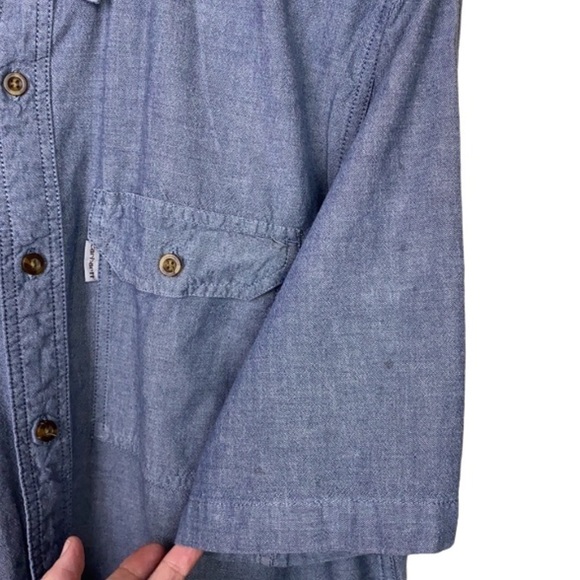 𝅺carhartt Cotton Button Down Short Sleeve Shirt - Picture 8 of 8